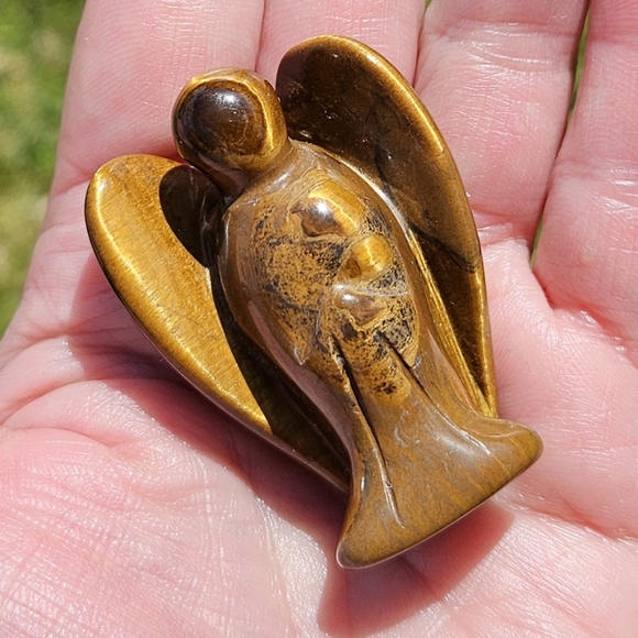 Tigers Eye Angel Carving 2" - Picture 1 of 3